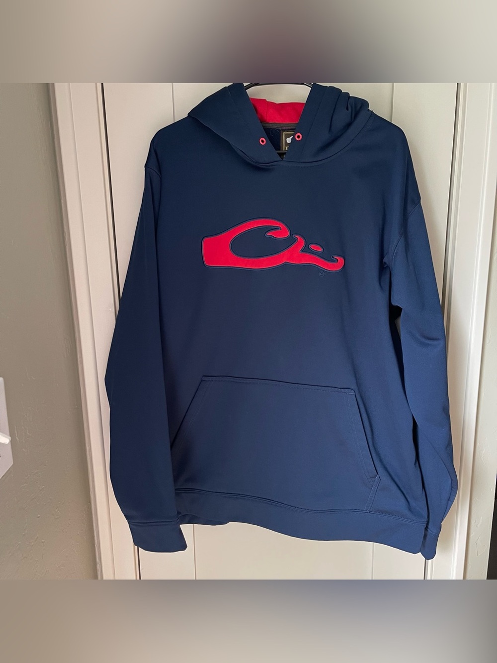 Drake Waterfowl Solid Performance Hoodie Mens XL Navy Blue Sweatshirt Logo